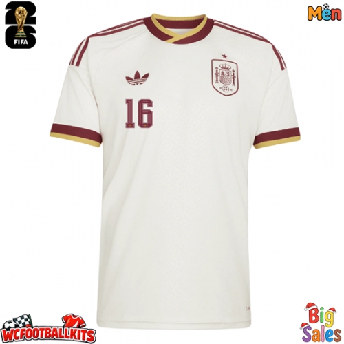 Spain Rodri Hernandez #16 Replica Away Stadium Shirt World Cup 2026 Short Sleeve